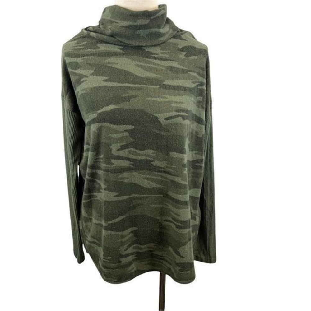 NWOT SWEET ROMEO Green‎ Camo Cowl Neck Sweater (S)